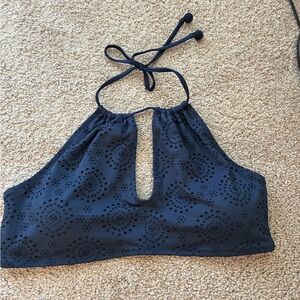 Blue Eyelet Bikini top